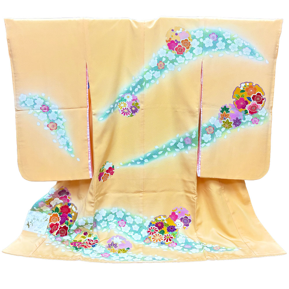 【新品】七五三 5歳 男児/女児 レンタル -手描き正絹- 黄