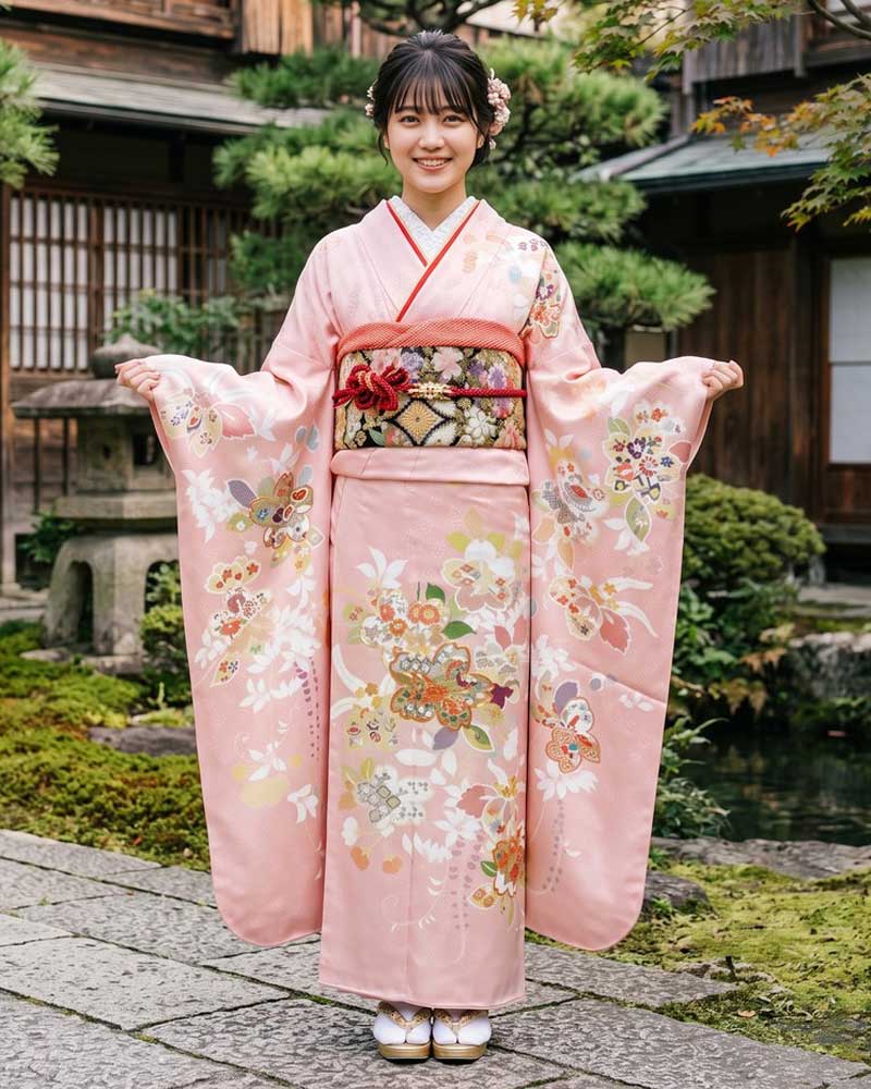 十日町友禅 振袖 ピンク10