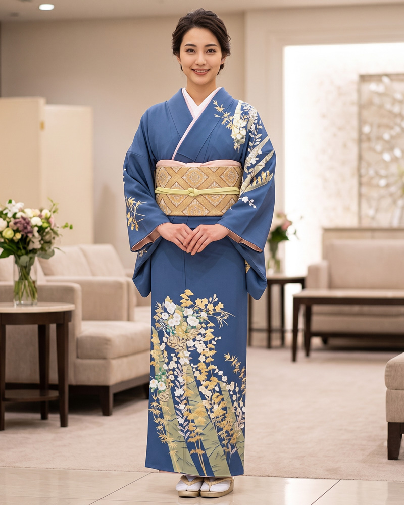 京友禅 – 訪問着レンタル – 青02