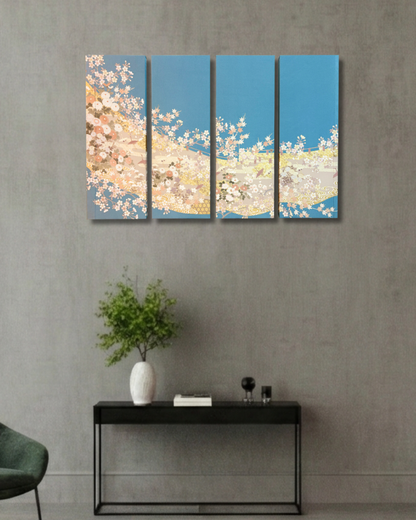 【留袖アート】Kimono Art 京友禅 ファブリックパネル 色留袖03