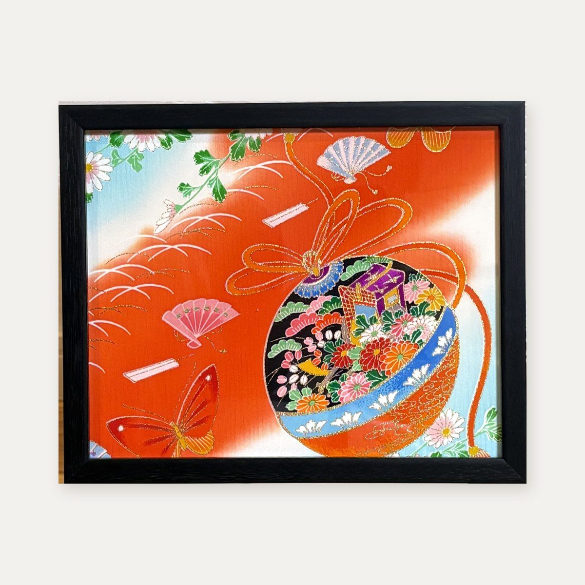 【着物アート】Kimono Art インチ 赤19