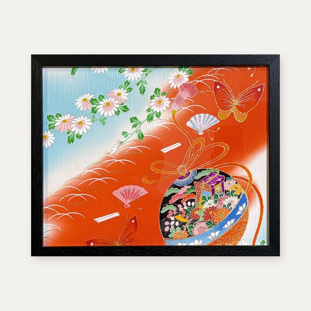 【着物アート】Kimono Art 八ツ切 赤34