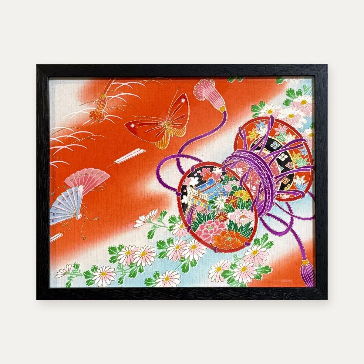 【着物アート】Kimono Art 八ツ切 赤35