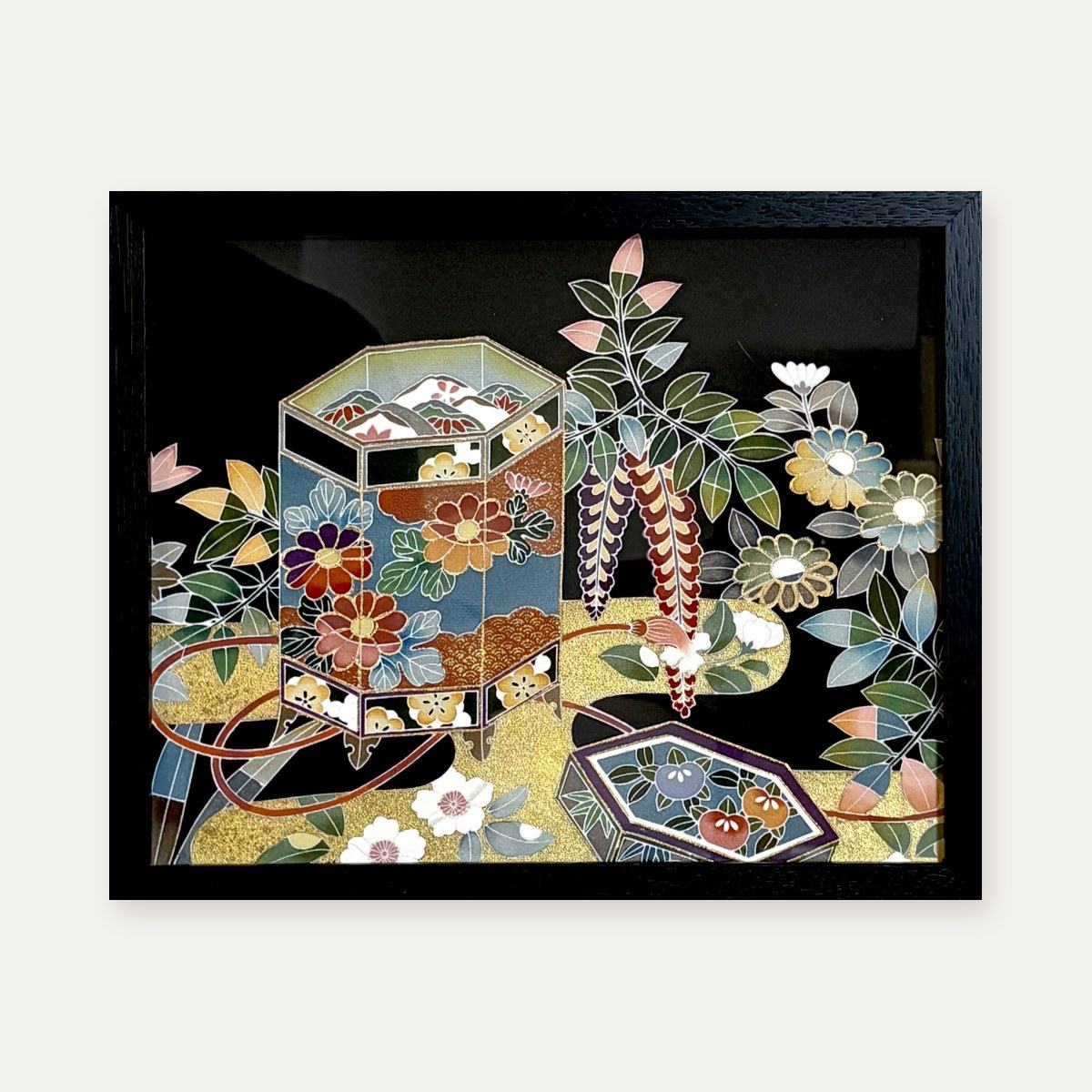 【着物アート】Kimono Art 八ツ切 黒39