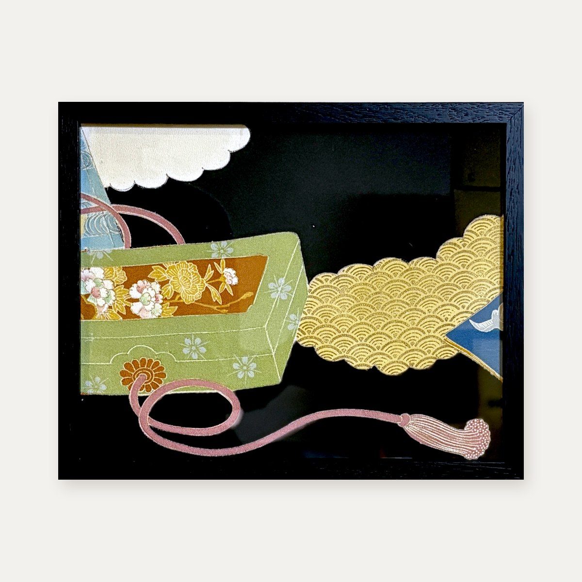【着物アート】Kimono Art 京友禅 八ツ切 黒43