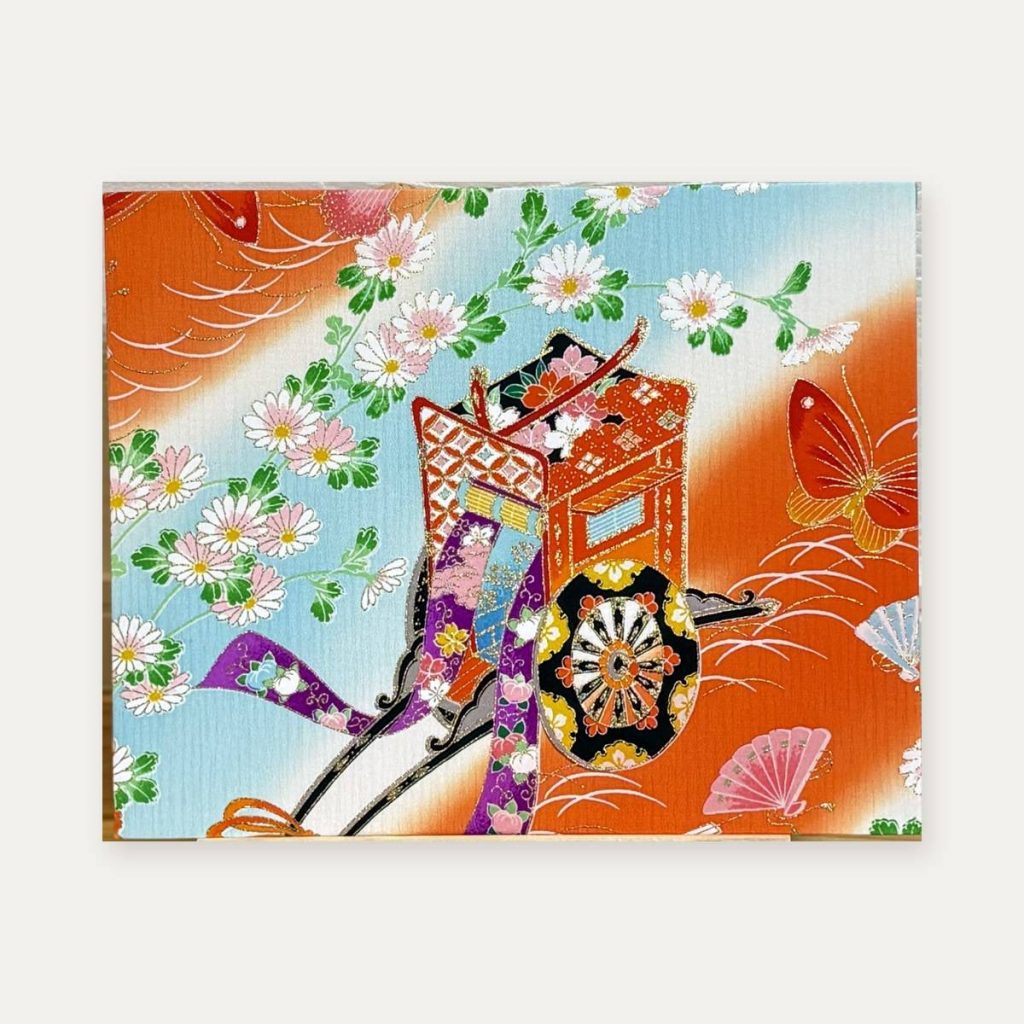 【着物アート】Kimono Art F3 ファブリックパネル 赤03