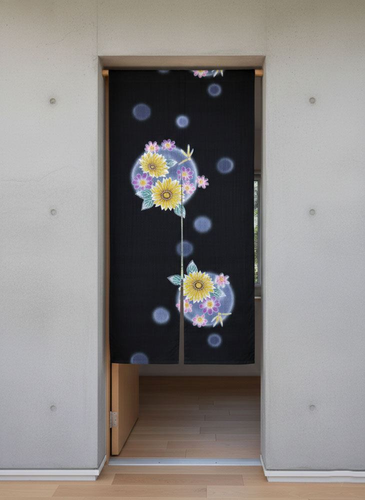 【着物のれん】Kimono Noren 着物リメイク 黒03