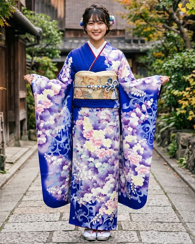 京友禅 振袖レンタル – 青07