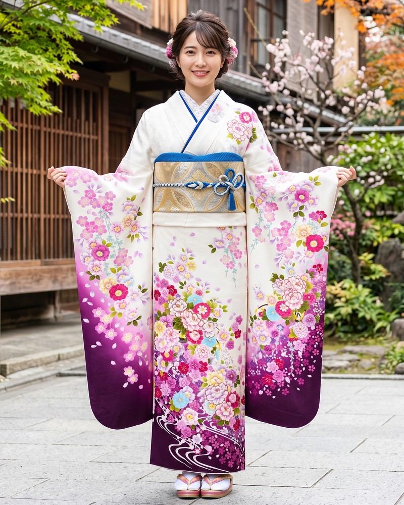 十日町友禅 振袖レンタル – 白15