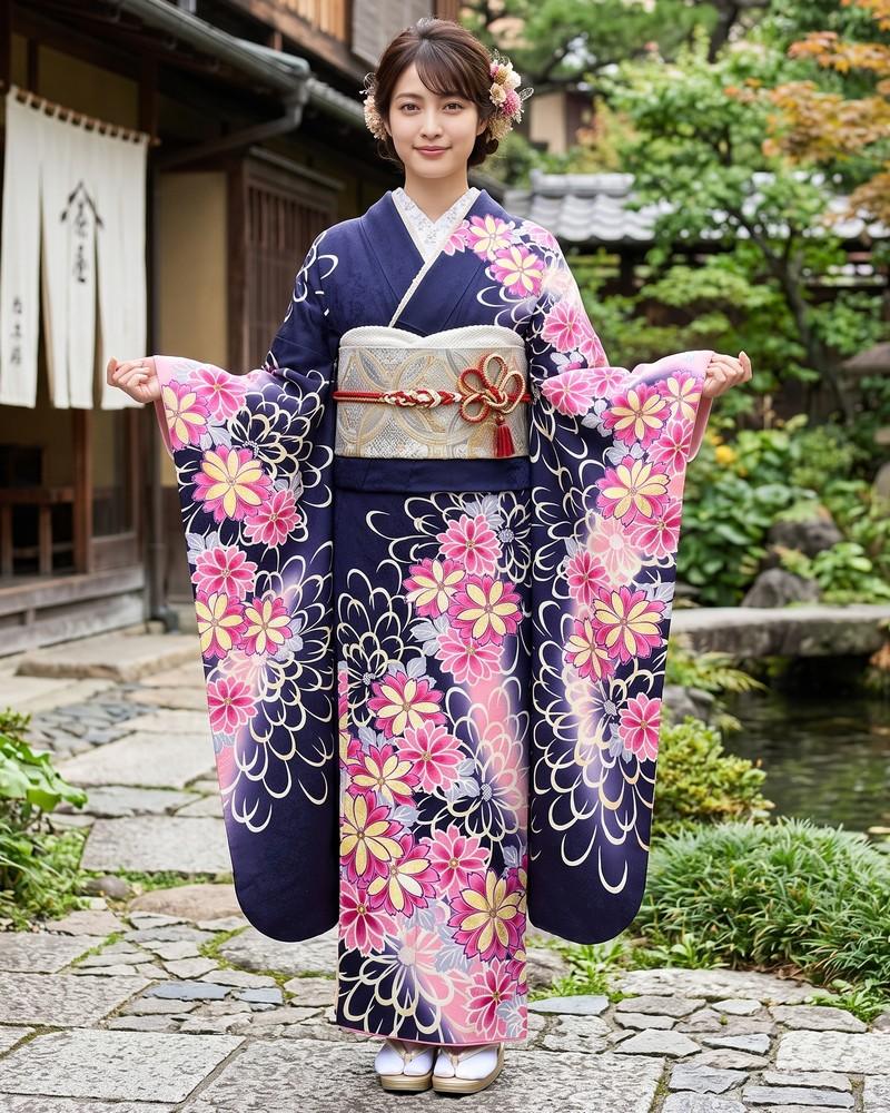 十日町友禅 振袖レンタル – 紫26
