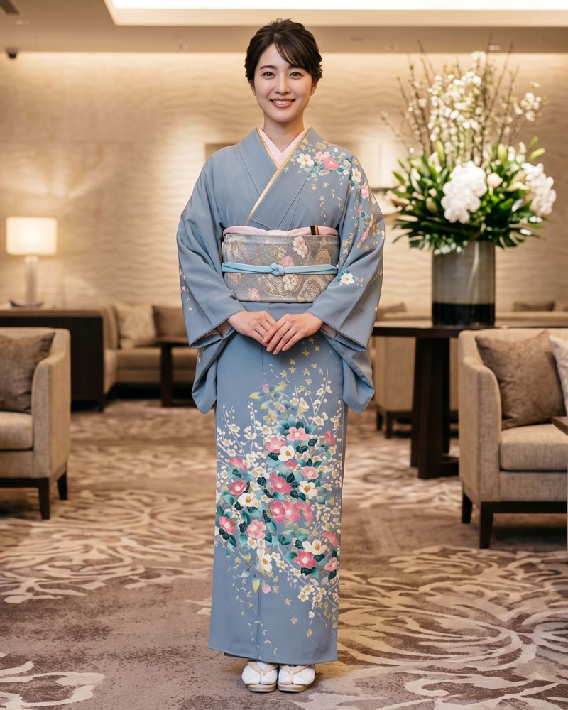 加賀友禅 – 訪問着レンタル – 藤村加泉 – 紺17