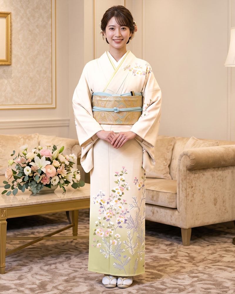 加賀友禅 – 訪問着レンタル – 藤村建雄 – 黄13