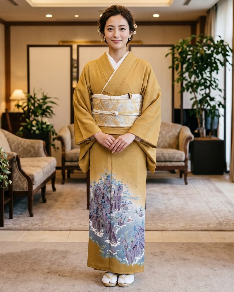 加賀友禅 – 色留袖レンタル – 宮野勇造 – 黄11